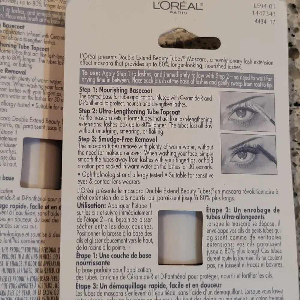 3x L'Oréal Paris Double Extend Beauty Tubes Lash Extension Washable Mascara NEW
